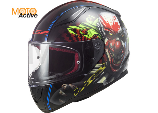 Мотошлем LS2 FF353 Rapid Happy Dreams, черный с графикой "Клоун"